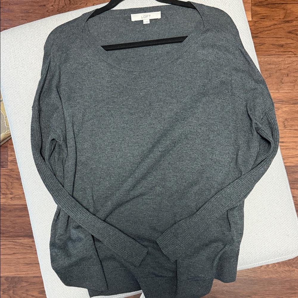 LOFT Women's Charcoal Crew Neck Sweater